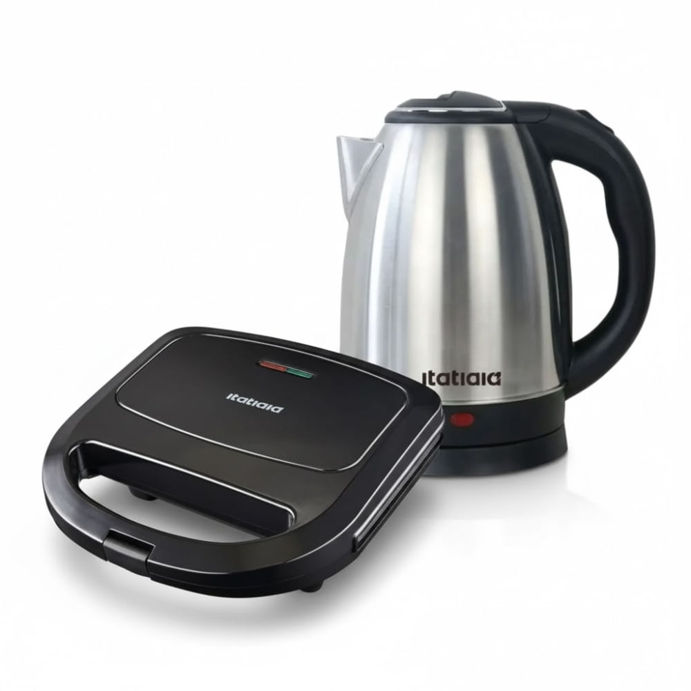 Kit Itatiaia Chaleira Elétrica 1,8L e Grill/Sanduicheira Essencial 750W