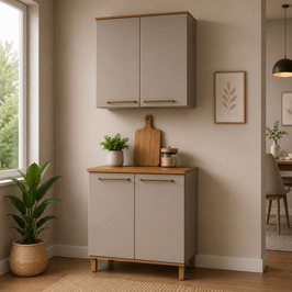Cozinha Modulada 2 Peças 4 Portas com Tampo Indekes Iza | Camurça