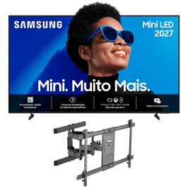 Kit Smart TV Samsung 65" Mini LED 4k M75H 2027 com Suporte ELG Multiarticulado | Preto (Bivolt)