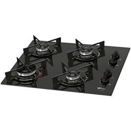 Cooktop 4 Bocas Fischer Fit Line a Gás com Acendedor Automático | Preto (Bivolt)