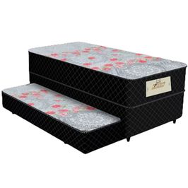 Cama Box Solteiro Conjugado Gazin Capri com Cama Auxiliar e Molas Bonn | Preto/Branco (S/V)