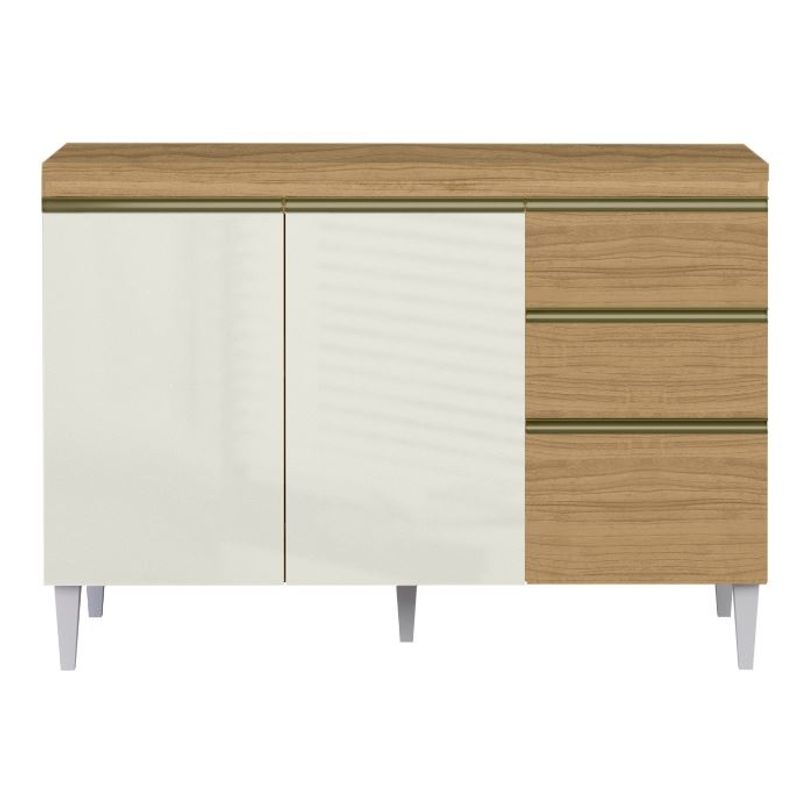Balcão de Cozinha Com Tampo Thais 3 Portas e 2 Gavetas 120cm Aramóveis