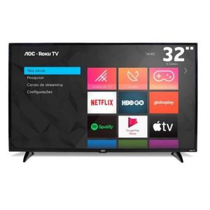 Smart TV 32" Aoc Roku HD com Wi-Fi Entradas HDMI e USB
