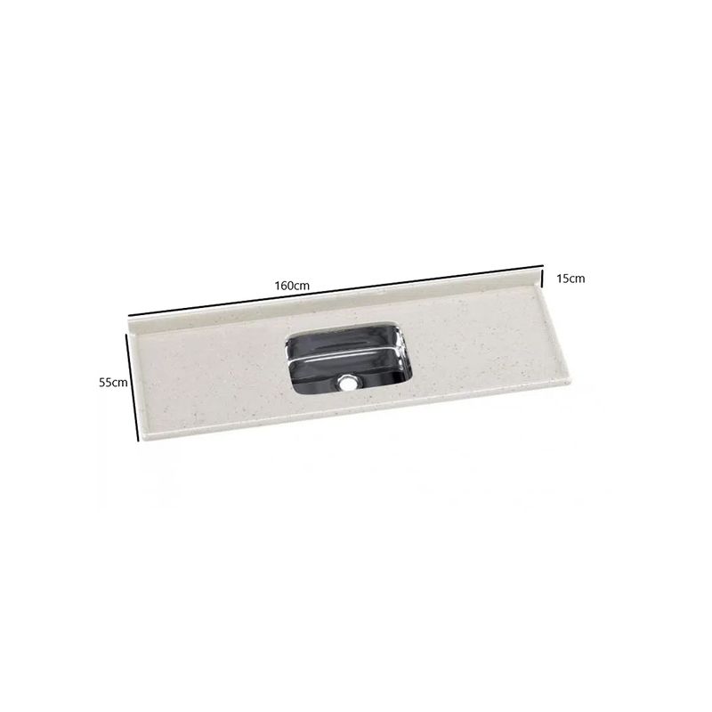 Pia de Cozinha Roralit Granitado com Cuba em Inox 160cm - 562508