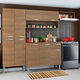 Cozinha Compacta Madesa Emilly Top com Armário e Balcão Rustic