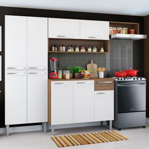 Cozinha Compacta Madesa Emilly Top com Armário e Balcão Rustic/Branco