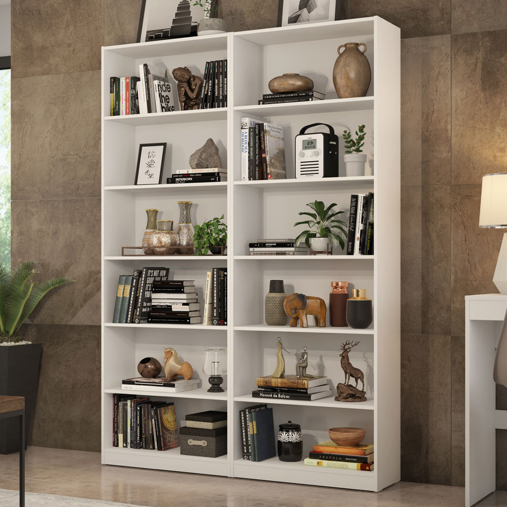 Estante de Livros para Escritório Home Office Alf Branco Texturizado G47 -  Gran Belo Gran Belo GranBelo