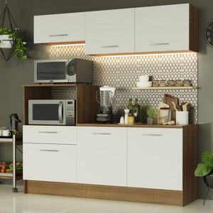 Cozinha Compacta Madesa Onix 180001 com Armário e Balcão Rustic/Branco 6E