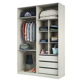 Guarda Roupa Closet Aberto 3 Gavetas 2 Cabideiros 159,2cm Prime Lucian | Legno Crema (S/V)