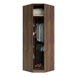 Guarda Roupa Closet Aberto Canto Diagonal 5 Prateleiras 1 Cabideiro 83 | Nogueira Dourado (S/V)