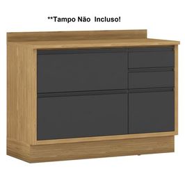 Balcao Itatiaia Lisboa Sem Tampo 1 Porta 4 Gaveta | Freijo/Grafite (S/V)