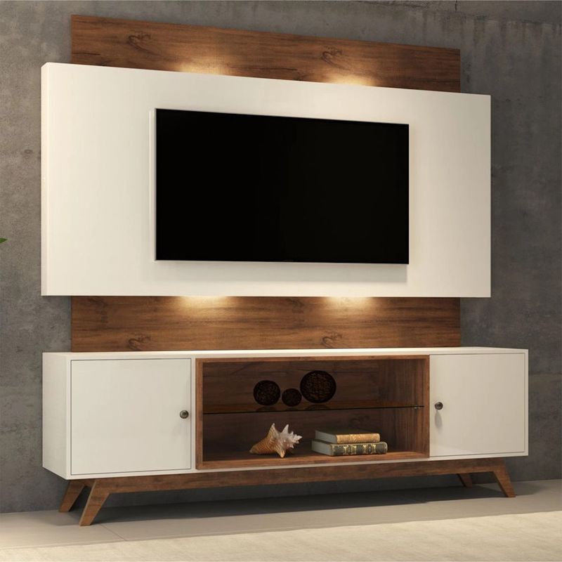 Rack Bancada 1,80 MDF Off White com Freijó - Dalla Costa - Rack