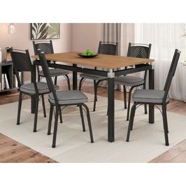 Conjunto Mesa Artefamol Malva 6 Cadeiras | Preto/Andorinha (S/V)
