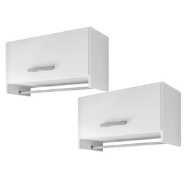 Kit 02 Armários Multiuso Aéreo Cabideiro Grécia L03 Branco - Lyam Decor