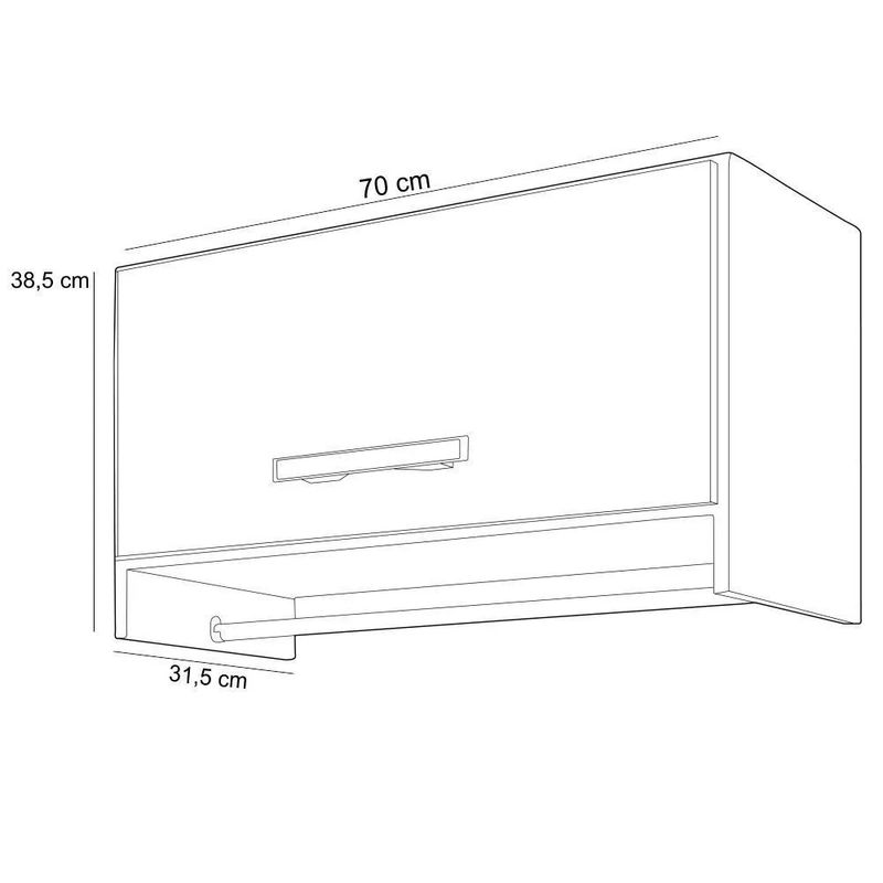 Armário Multiuso Aéreo Cabideiro Grécia L03 Branco - Lyam Decor