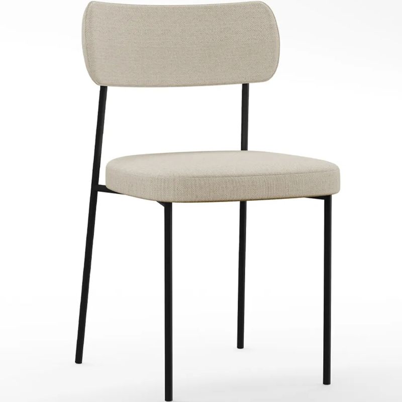 Cadeira Decorativa Estofada Para Sala de Jantar Melina L02 Linho Bege - Lyam Decor