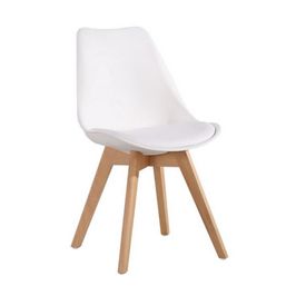 Kit c/ 8 cadeiras Leda – Charles Eames Saarinen Wood com almofada Branca