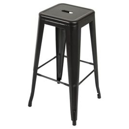 Banqueta Tolix Iron Design Industrial  76 cm Aço Cozinha Bar Bistrô Bancada - Preta Fosco