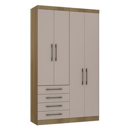 Guarda Roupa Modulado Eucamoveis Paris 4 Portas 4 Gavetas | Avela/Cinammon (S/V)