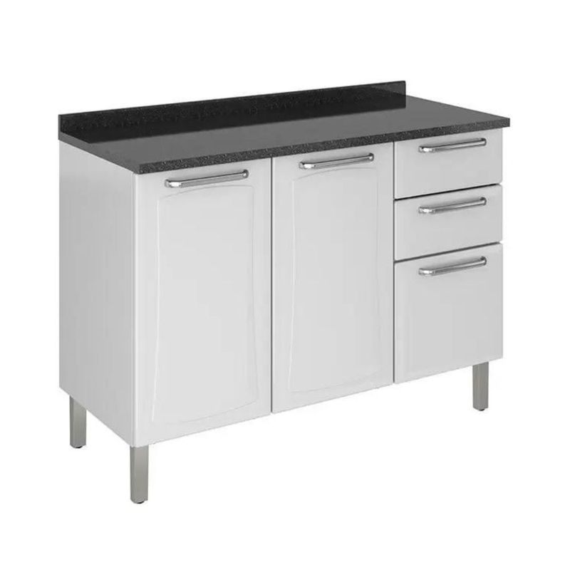 Balcão de Cozinha Tarsila 3 Portas 2 Gavetas com Tampo 120cm Itatiaia