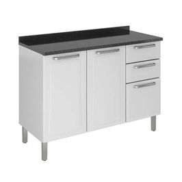Balcão de Cozinha Tarsila 3 Portas 2 Gavetas com Tampo 120cm Itatiaia | Branco (S/V)