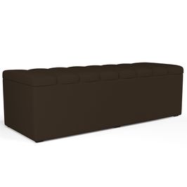 Calçadeira Recamier Baú Para Cama De Casal Dália 140x50 Cm W01 Suede Marrom - Lyam Decor