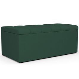 Calçadeira Recamier Baú Para Cama Box Solteiro Dália 100x50 Cm W01 Linho Verde Musgo - Lyam Decor