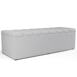 Calçadeira Recamier Baú Para Cama De Casal Queen Dália 160x50 Cm W01 Linho Cinza - Lyam Decor