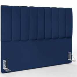 Cabeceira Cama Box Painel Casal Queen 160 cm Dália W01 Suede Azul Marinho - Lyam Decor