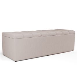 Calçadeira Recamier Baú Para Cama De Casal Queen Dália 160x50 Cm W01 Linho Cru - Lyam Decor