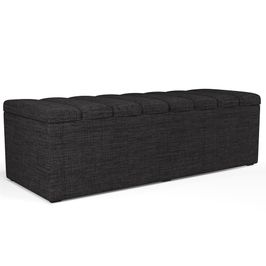 Calçadeira Recamier Baú Para Cama De Casal Queen Dália 160x50 Cm W01 Linho Chumbo - Lyam Decor