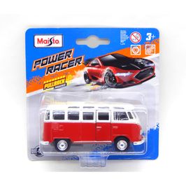 Miniatura Volkswagen Van Samba 1/43 Vermelho E Branco Maisto 25001