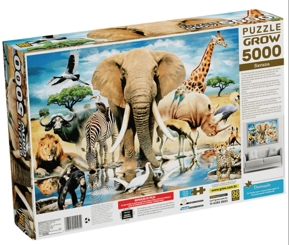 Puzzle Elefante de madeira colorida, 120 peças