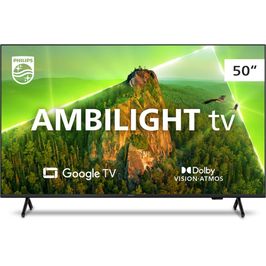 Smart TV 50" Ambilight UHD 4K Philips 50PUG7908, Google Voz Bluetooth Dolby Vision | Preto (Bivolt)