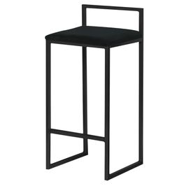 Banqueta Decorativa Jasmine Base Preto Veludo Preto G41 - Gran Belo