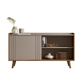 Bancada Rack Austin 1.36 para TV até 60 Polegadas | Grigio/Cinamomo Mel (S/V)