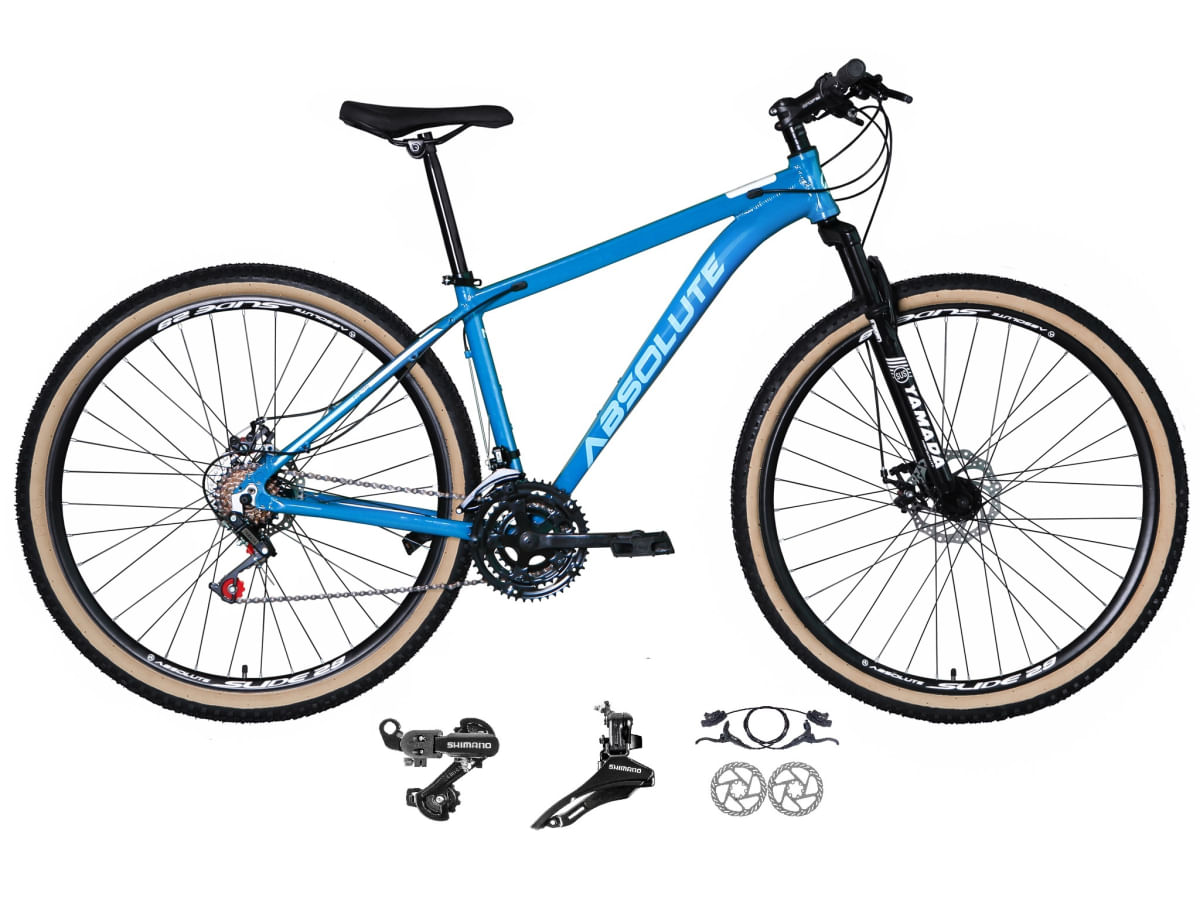 Bicicleta 29 Absolute Nero 4 Câmbios Shimano 24v Freio a Disco Hidráulico -  Azul - Tam:19 - Lojas MM