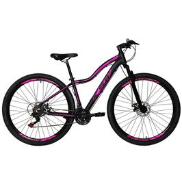 Bicicleta Aro 29 Feminina Ksw Mwza Alumínio 24v Garfo Suspensão - Preto/Rosa - Tamanho:15