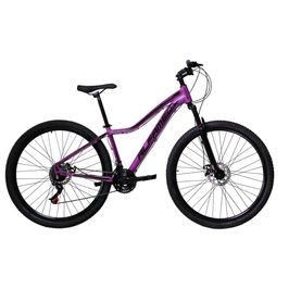 Bicicleta Aro 29 Feminina Alfameq Pandora Alumínio 21v Garfo Suspensão - Lilás/Preto - Tamanho:17
