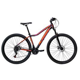 Bicicleta Aro 29 Feminina Alfameq Pandora Alumínio 21v Garfo Suspensão - Preto/Laranja/Pink - Tam:15