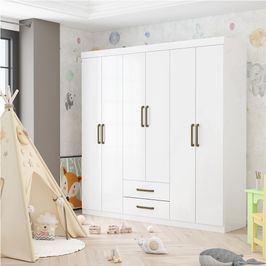 Guarda Roupa Infantil Elissa 6 Portas Carioca Moveis Branco