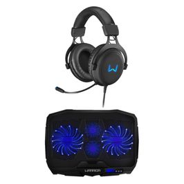 Combo Gamer - Cooler para Notebook com LED Azul 4 Ventoinhas e Headset Gamer Volker 3D Surround Warrior - AC3320K AC3320K