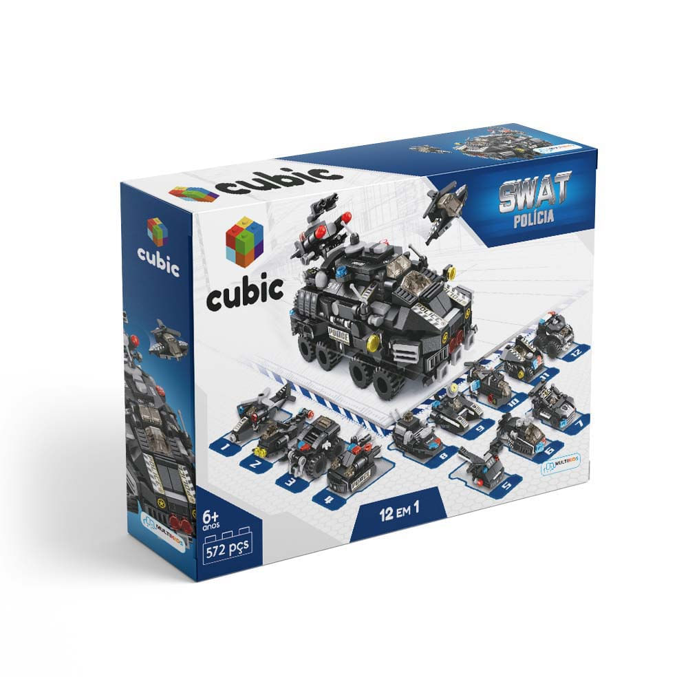 Blocos de montar Cubic lego lancha Polícia 98 peças Multikids - Up  Brinquedos