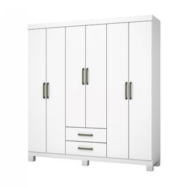 Guarda Roupa Casal A22 6 Portas 2 Gavetas Carioca Móveis Branco
