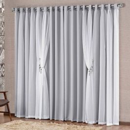 Cortina Bélgica 3 Mts Sala Quarto Blackout para Varão - Cinza