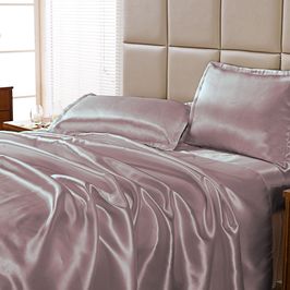 Jogo de Cama Lençol Cetim Charmousse Sofistik Queen 4 Peças - Rosê