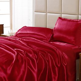 Jogo de Cama Lençol Cetim Charmousse Sofistik Queen 4 Peças - Vermelho