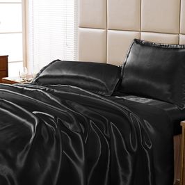 Jogo de Cama Lençol Cetim Charmousse Sofistik Queen 4 Peças - Preto