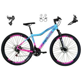 Bicicleta 29 Feminina Absolute Hera Câmbios Shimano 24v Freios Hidráulicos - Azul/Rosa - Tam:17