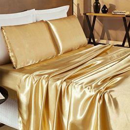 Lençol cetim Charmousse La Fiori Padrão 4 Peças - Dourado